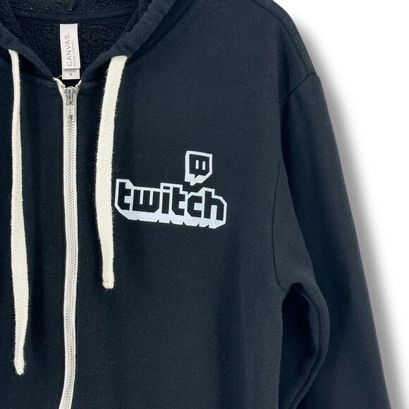 Twitch Partner Full Zip Front Back Print Hoodie Jacket Mens Size Medium Black - Picture 2 of 8